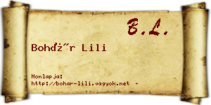 Bohár Lili névjegykártya