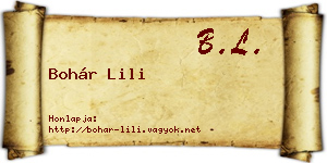 Bohár Lili névjegykártya