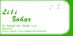 lili bohar business card
