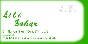 lili bohar business card